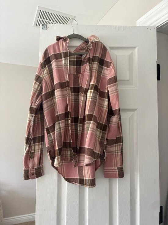 Tops - Pink and brown flannel